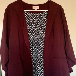 Collarless Maroon Blazer